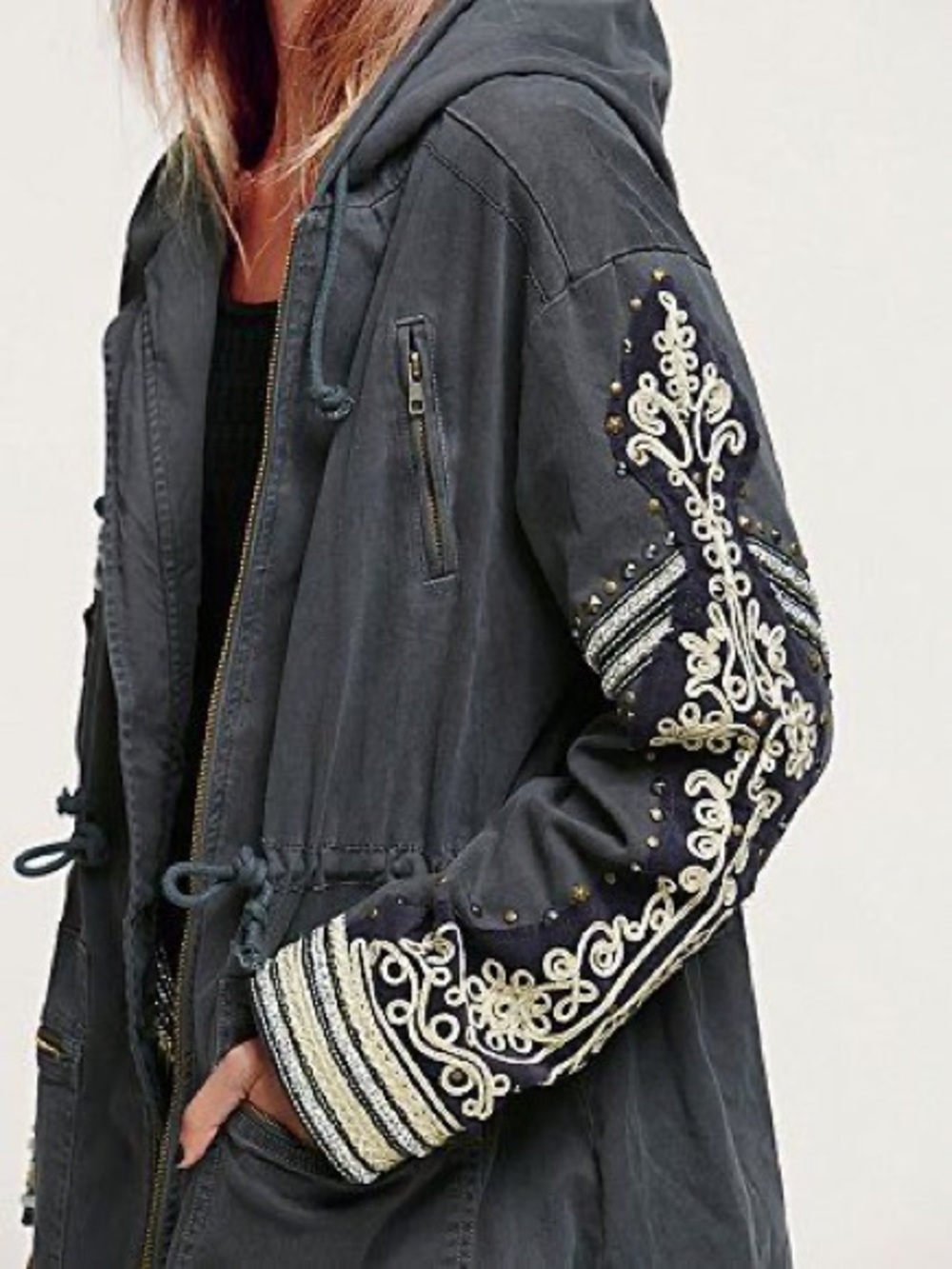 Free People Golden Quills Military Parka